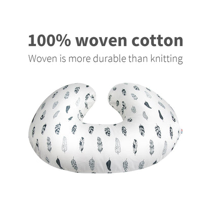 BABY Nursing Pillow Cover Slipcover,100% Organic Cotton ,Soft and Comfortable,Feathers Design,Maternity Breastfeeding Newborn Infant Feeding Cushion Cover, ZT01
